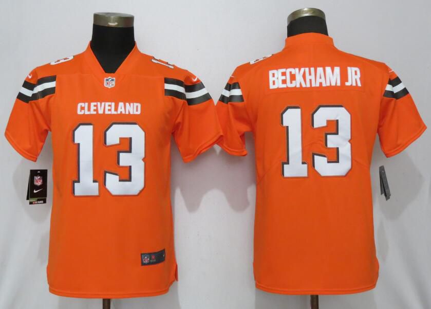 Women Cleveland Browns #13 Beckham jr Orange Nike Vapor Untouchable Player NFL Jerseys